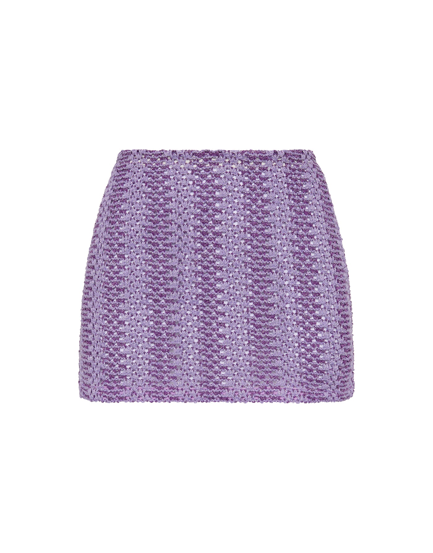 Kasi Monty Triangl Purple Sparkle Crochet Mini Skirt 