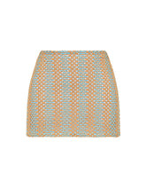 Kasi Serna Triangl Mini Skirt in Blue and Gold Sparkle Crochet