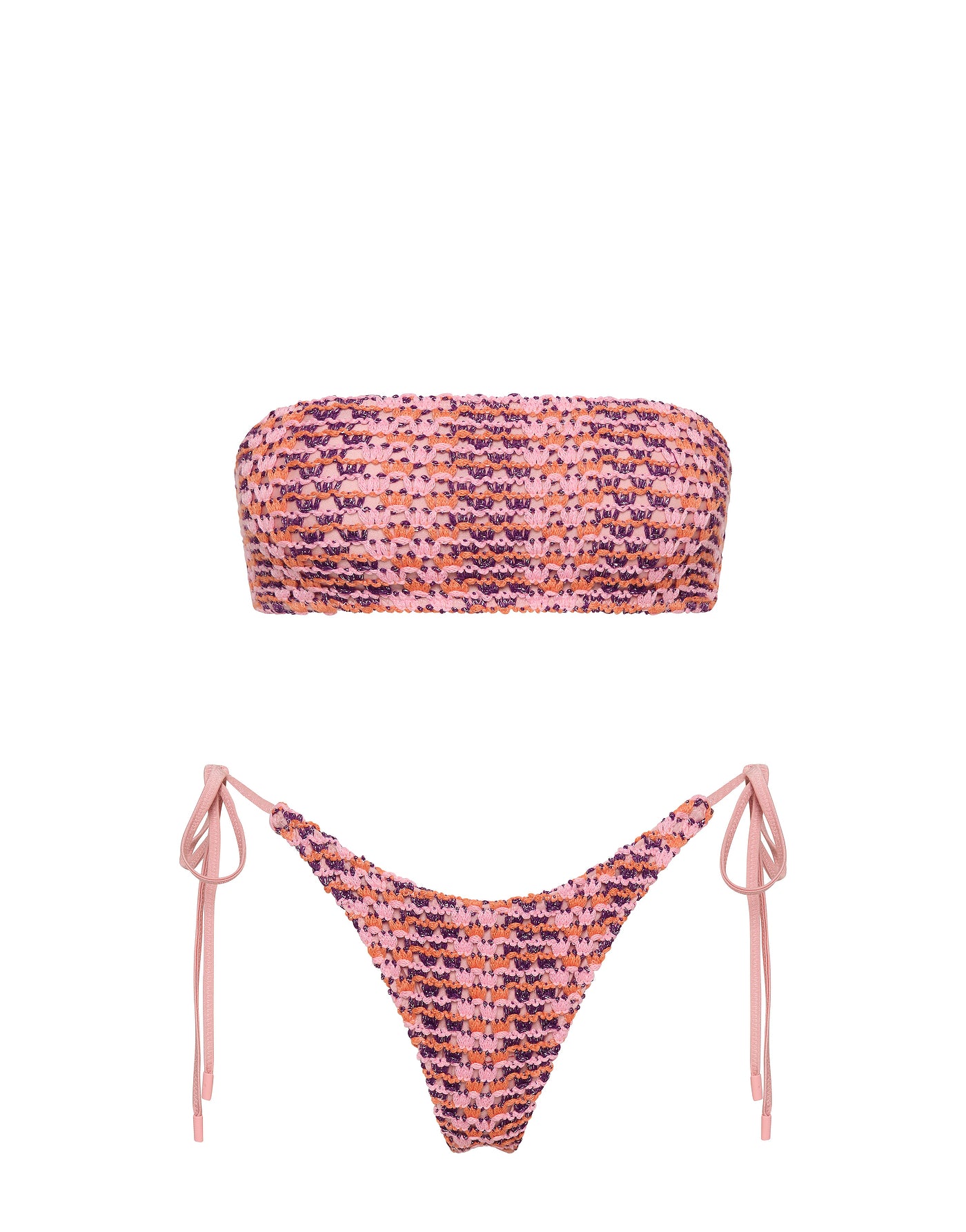 KAYA - BLOSS Pink Crochet Bandeau Bikini Set