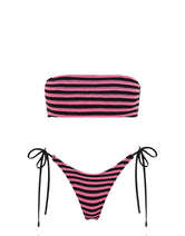 Kaya Caro Triangl Pink and Black Stripe Crochet Bikini