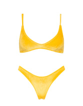 MAIA CHESTE Yellow Velvet Scoop Bikini Set