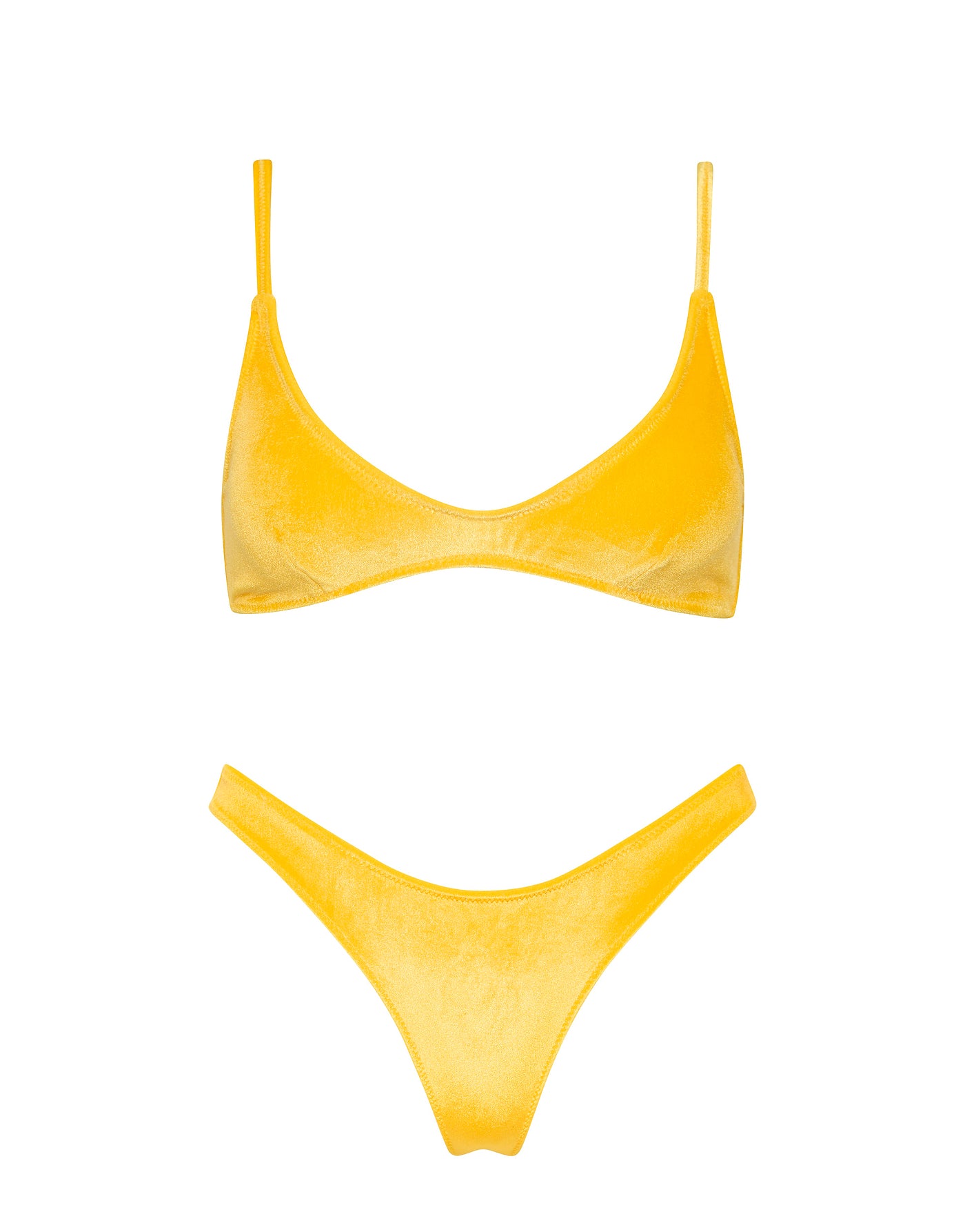 MAIA CHESTE Yellow Velvet Scoop Bikini Set