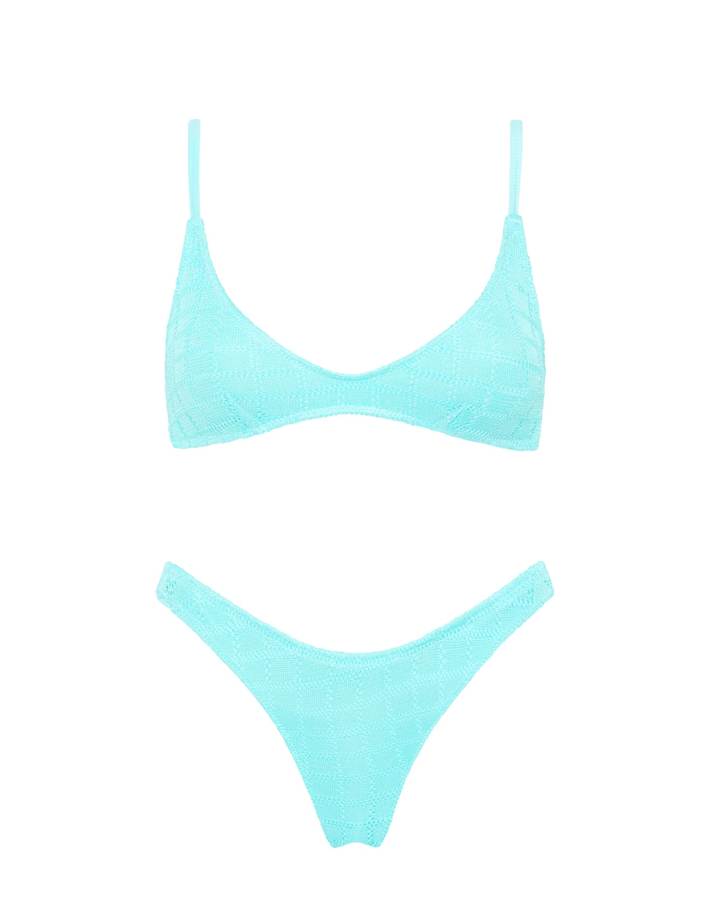 Maia Jave Triangl Blue Textured Bikini