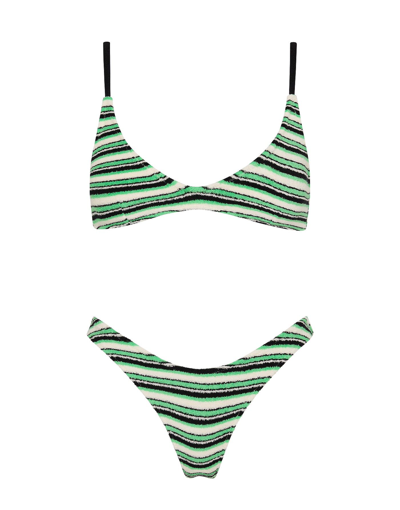 MAIA MINT SLICE STRIPE Terry Towelling Crop Bikini Set