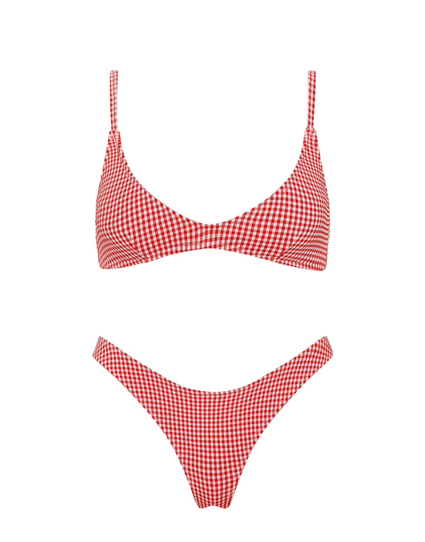 MAIA PRON Red Gingham Crop Bikini Set 
