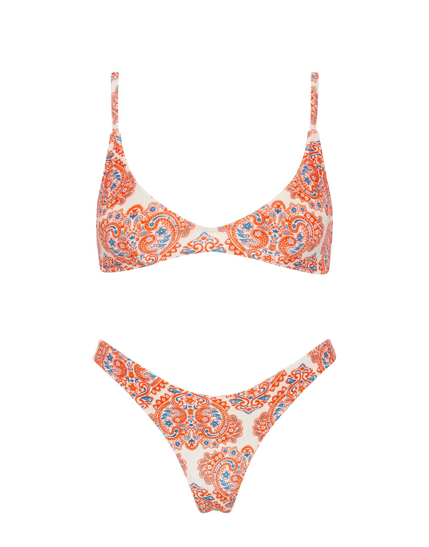 Maia Votto Triangl Bikini in Red and Blue Printed Paisley Velvet 