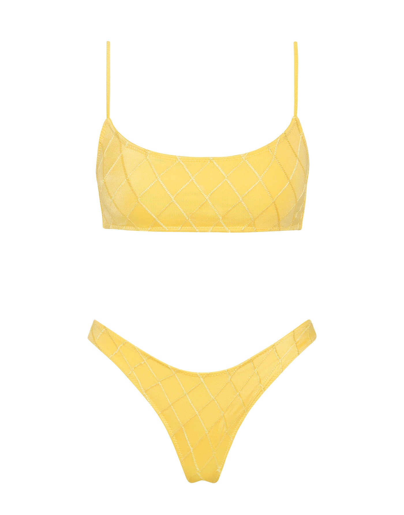 MICA BUTTER Yellow Crop Bikini Set