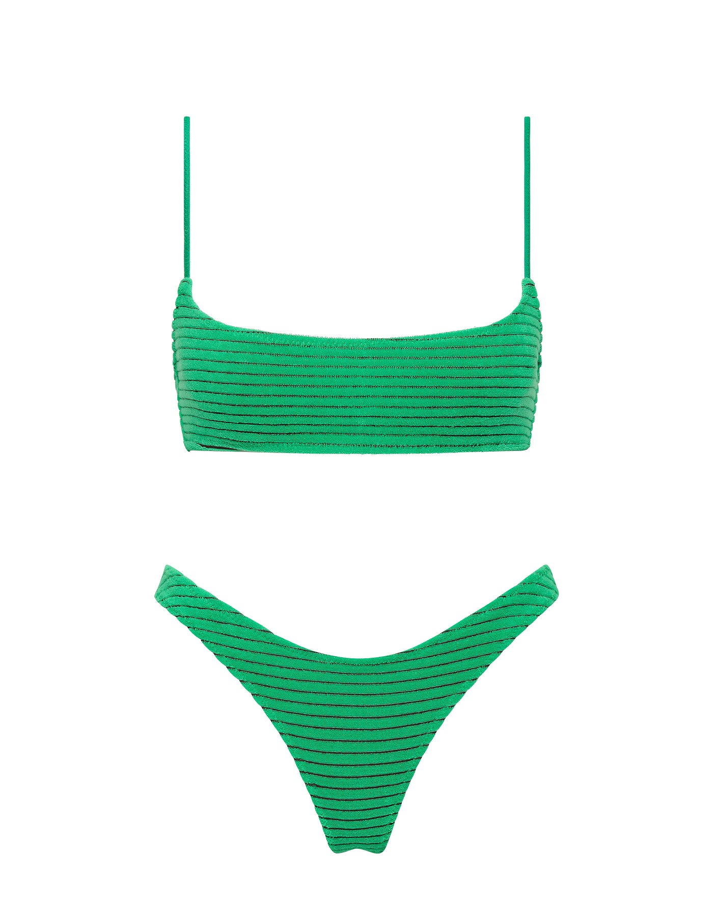 MICA HUBE Green Terry Towelling Crop Bikini Set