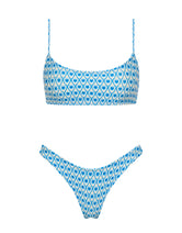 MICA RIYA Blue Geometric Crop Bikini Set