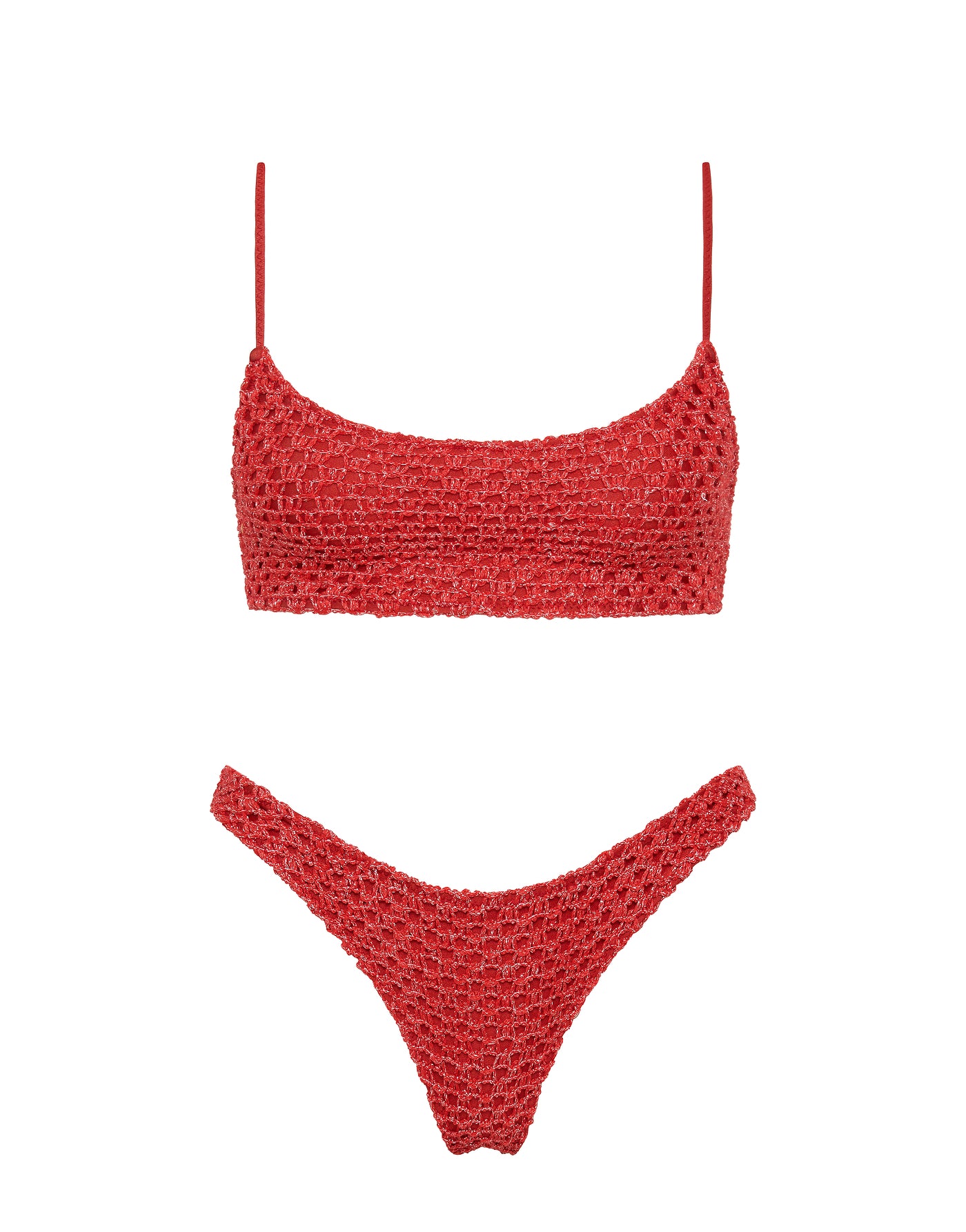 Mica Tage Triangl Red Crochet Bikini