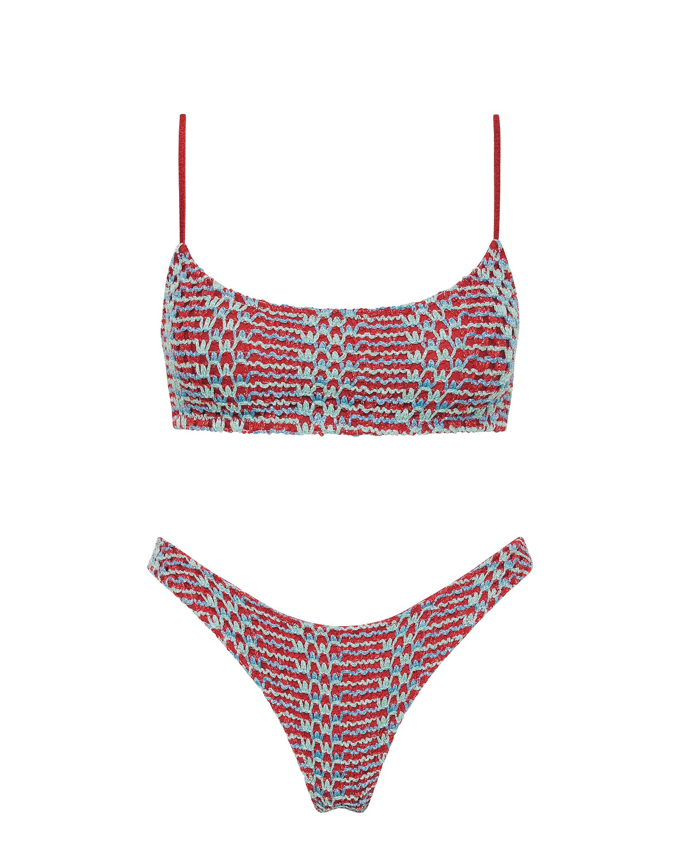 MICA TORI Crochet Crop Bikini Set 