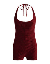 NURIA - RONI Burgundy  Velvet Playsuit