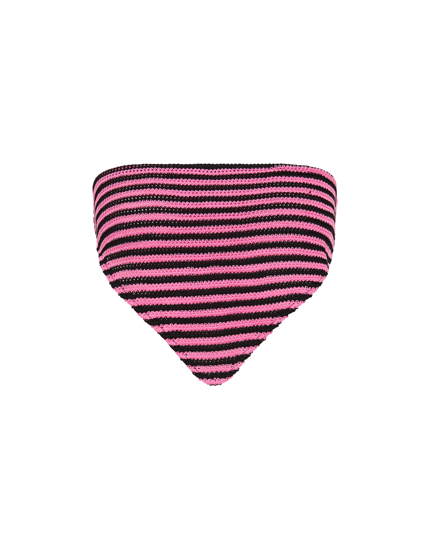 Rina Caro Triangl Bandana Top in Pink and Black Stripe Crochet