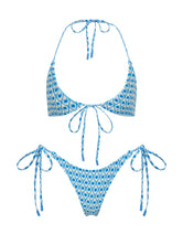 SOFI RIYA Blue Geometric Halter Bikni Set