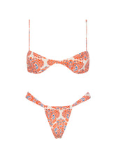 Stell Votto Triangl Bikini in Red and Blue Paisley Printed Velvet