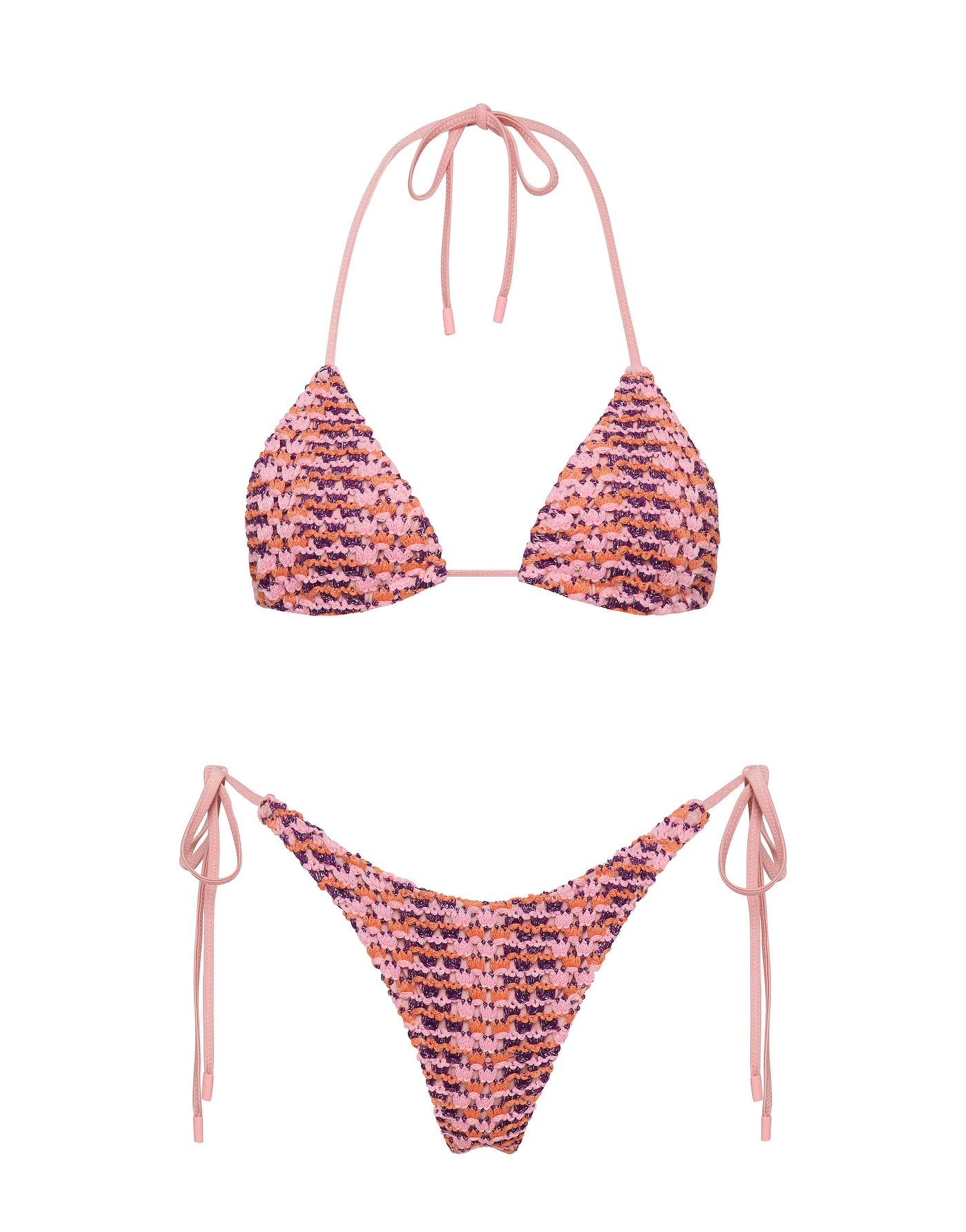 VINCA - BLOSS Pink Crochet Triangle Bikini Set