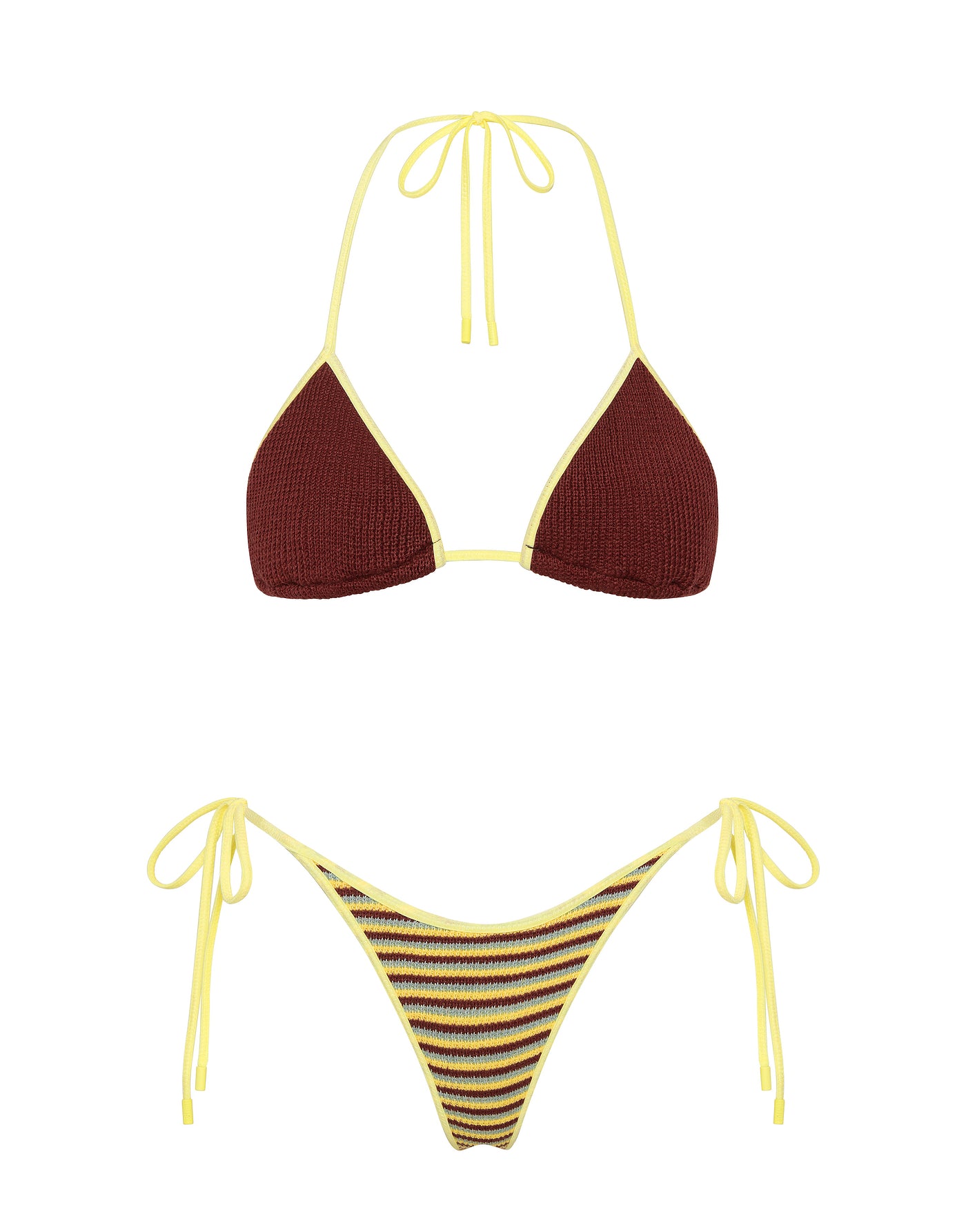 VINCA - BUTTER CROCHET STRIPE Triangle Bikini Set