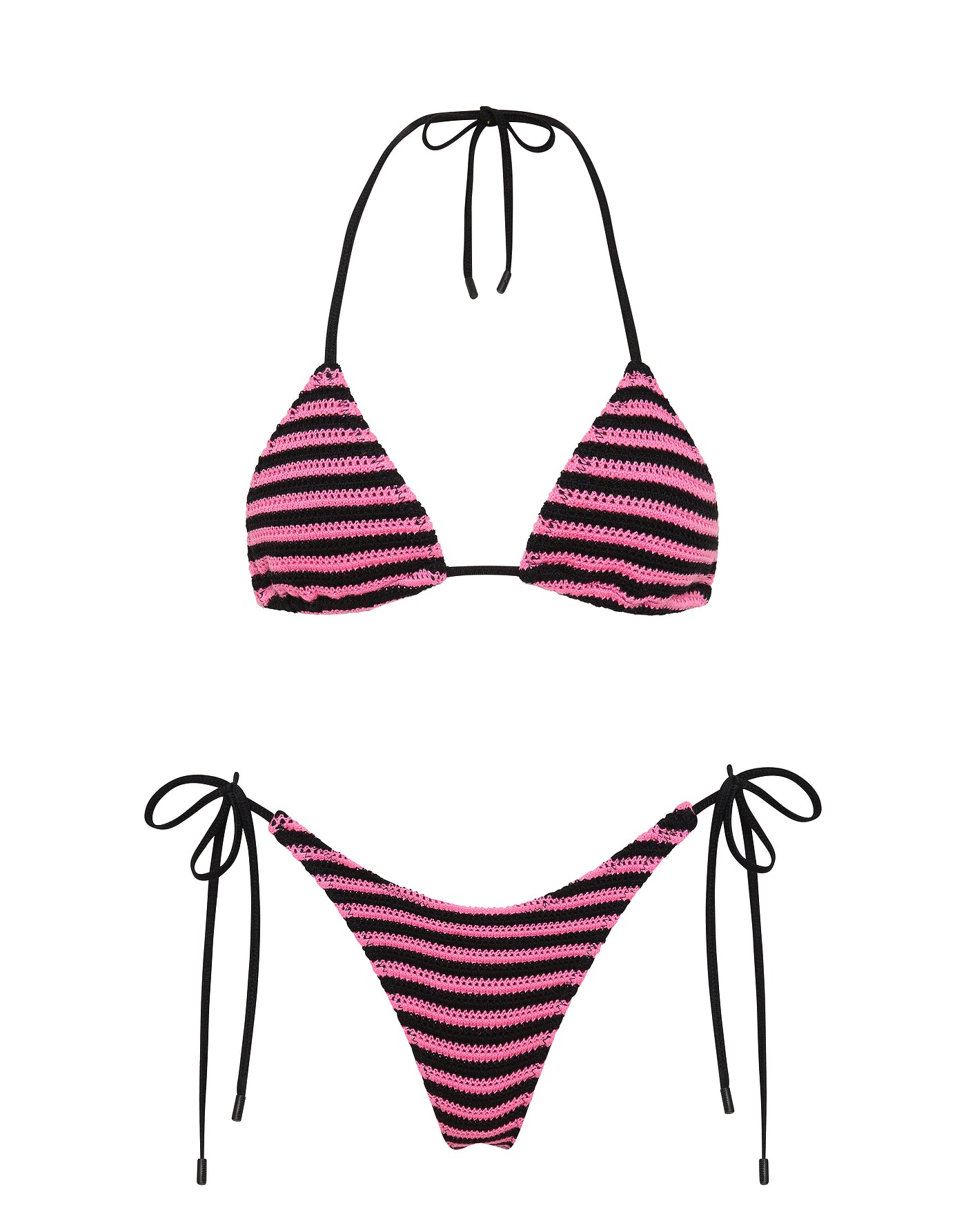 Vinca Caro Triangl Pink and Black Stripe Crochet Bikini