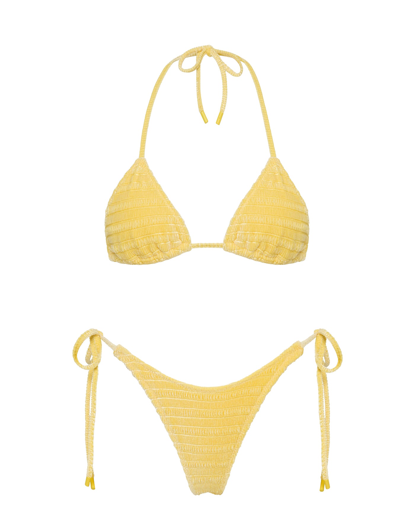 VINCA MACA Yellow Velvet Triangle Bikini Set