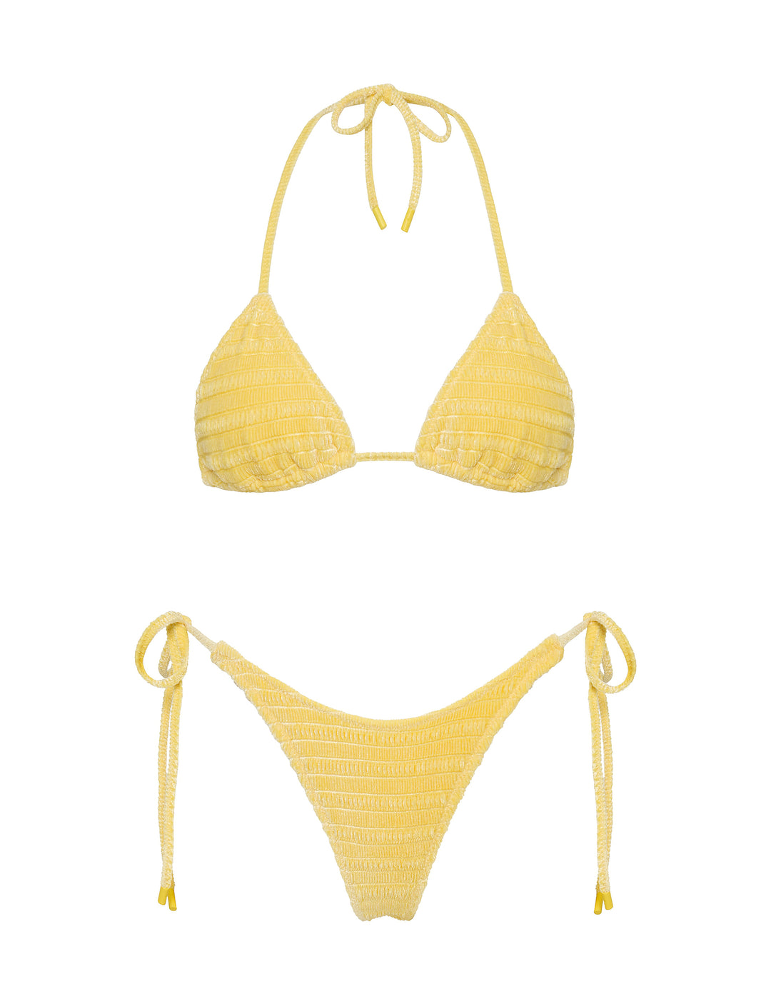 VINCA MACA Yellow Velvet Triangle Bikini Set