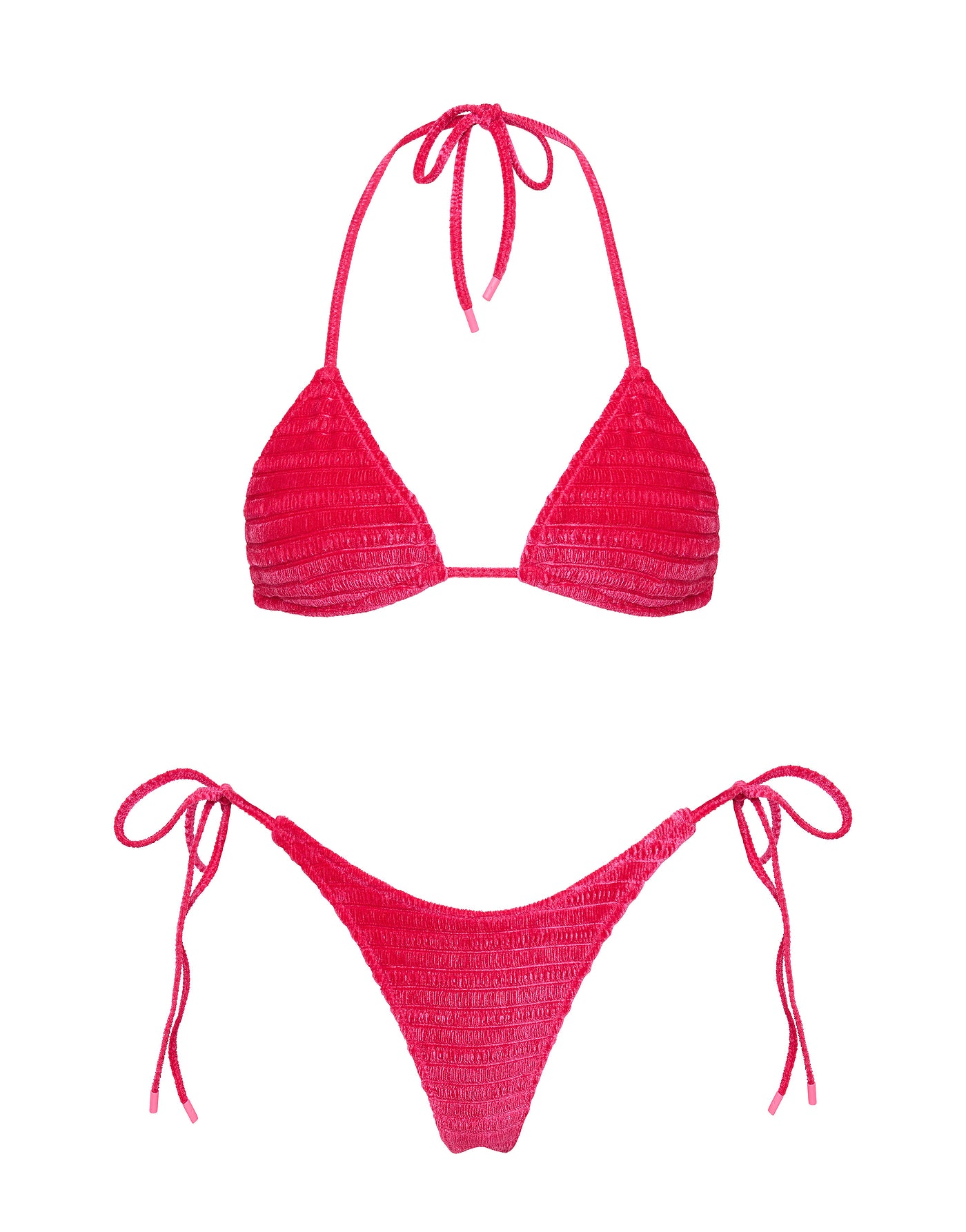 VINCA - MELIN Pink Velvet Triangle Bikini Set
