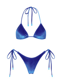 VINCA - NAVI Blue Velvet Triangle Bikini Set