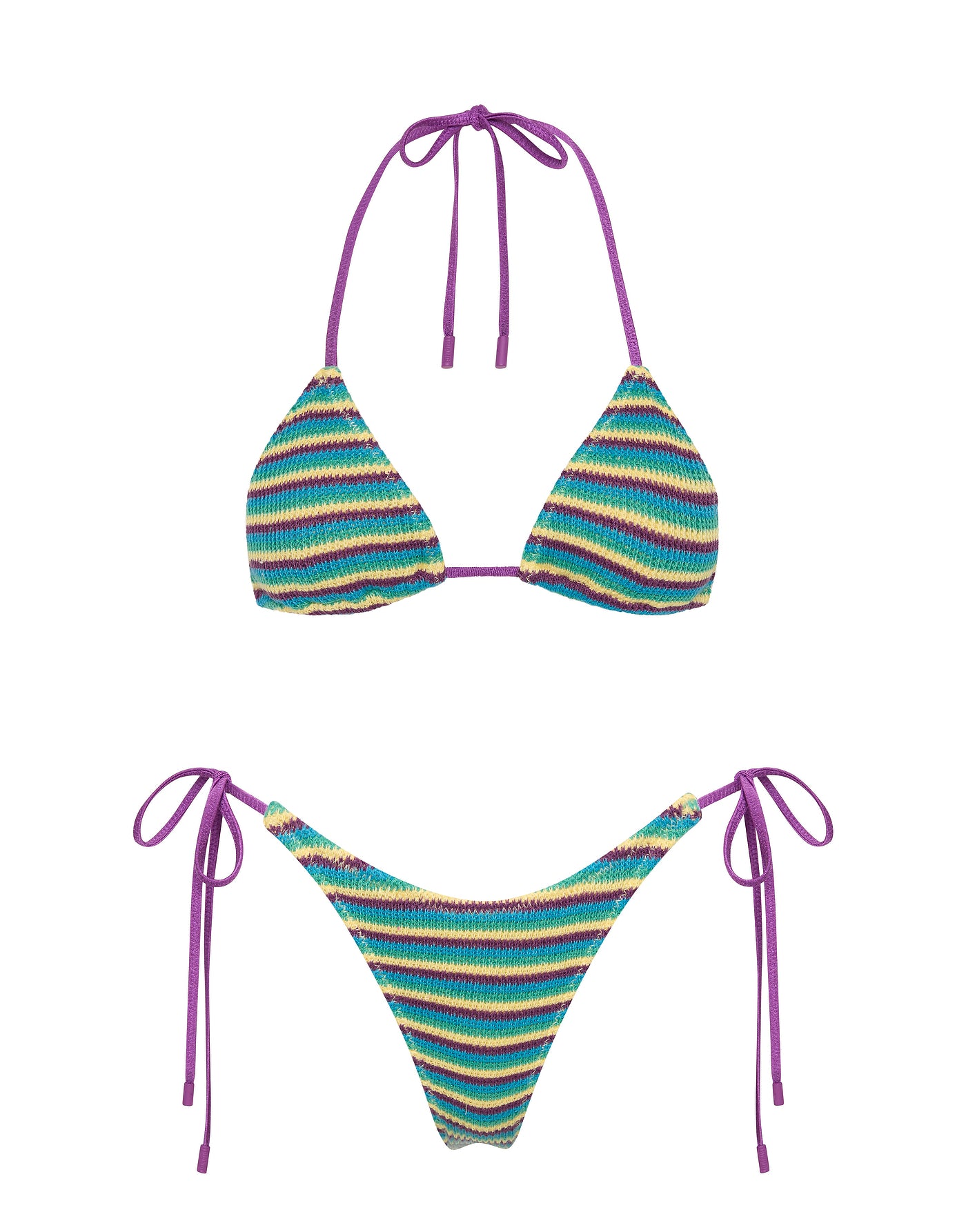 VINCA ORCHARD CROCHET Stripe Triangle Bikini Set