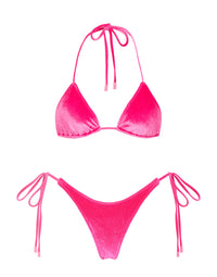 VINCA - PILLY Pink Velvet Triangle Bikini Set