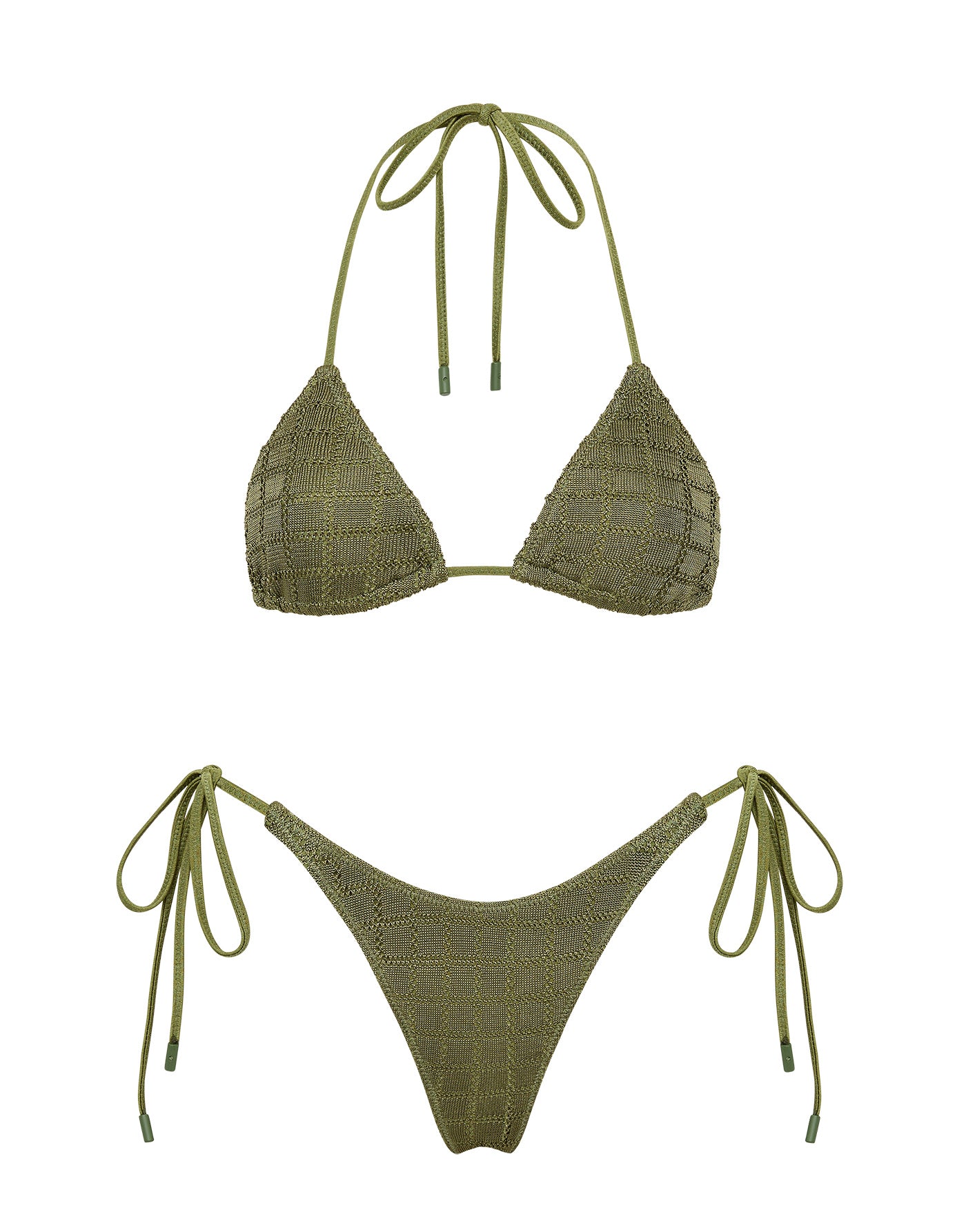 Vinca Pine Triangl Olive Green Textured Bikini