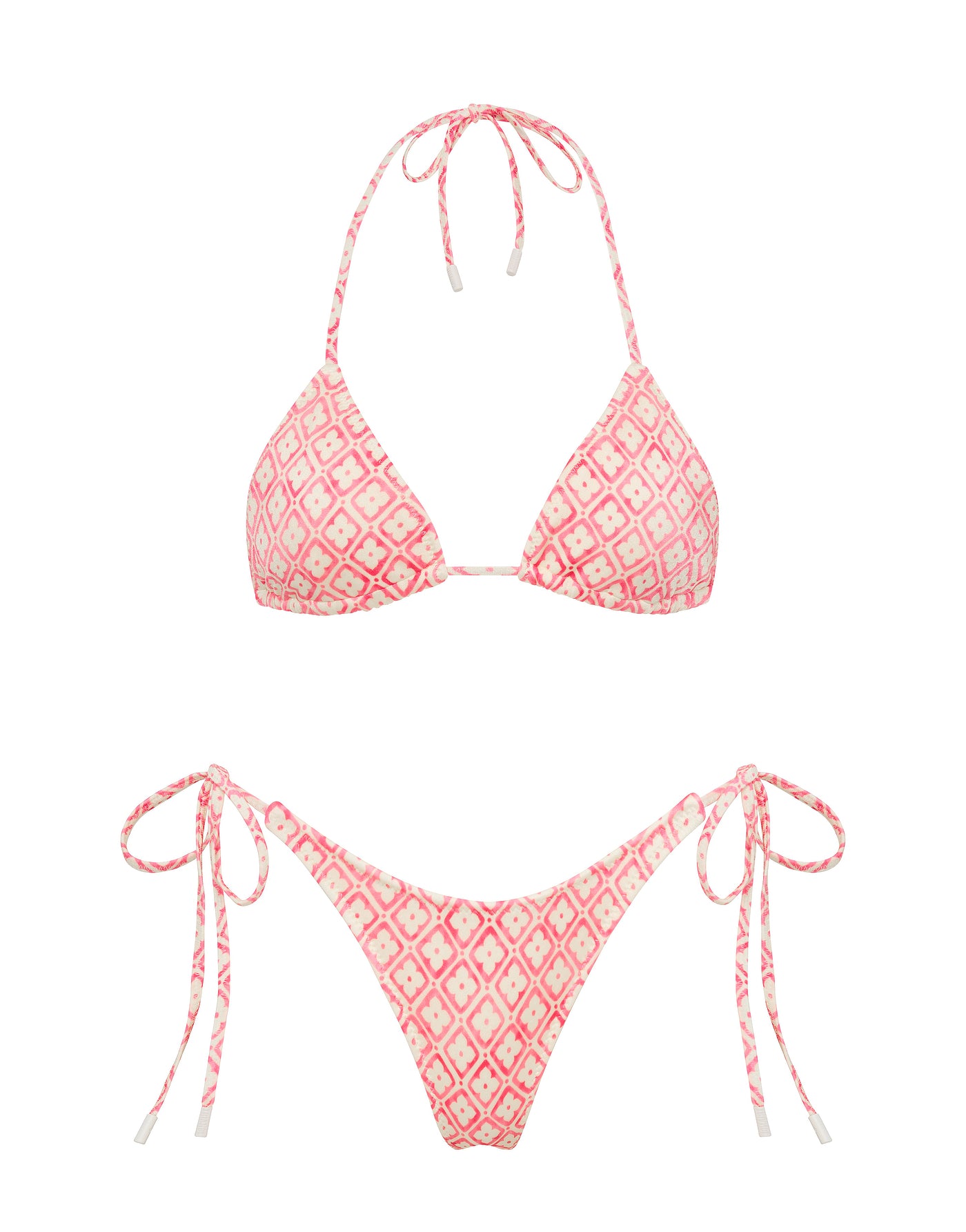VINCA PORTE Pink Geometric Triangle Bikini Set