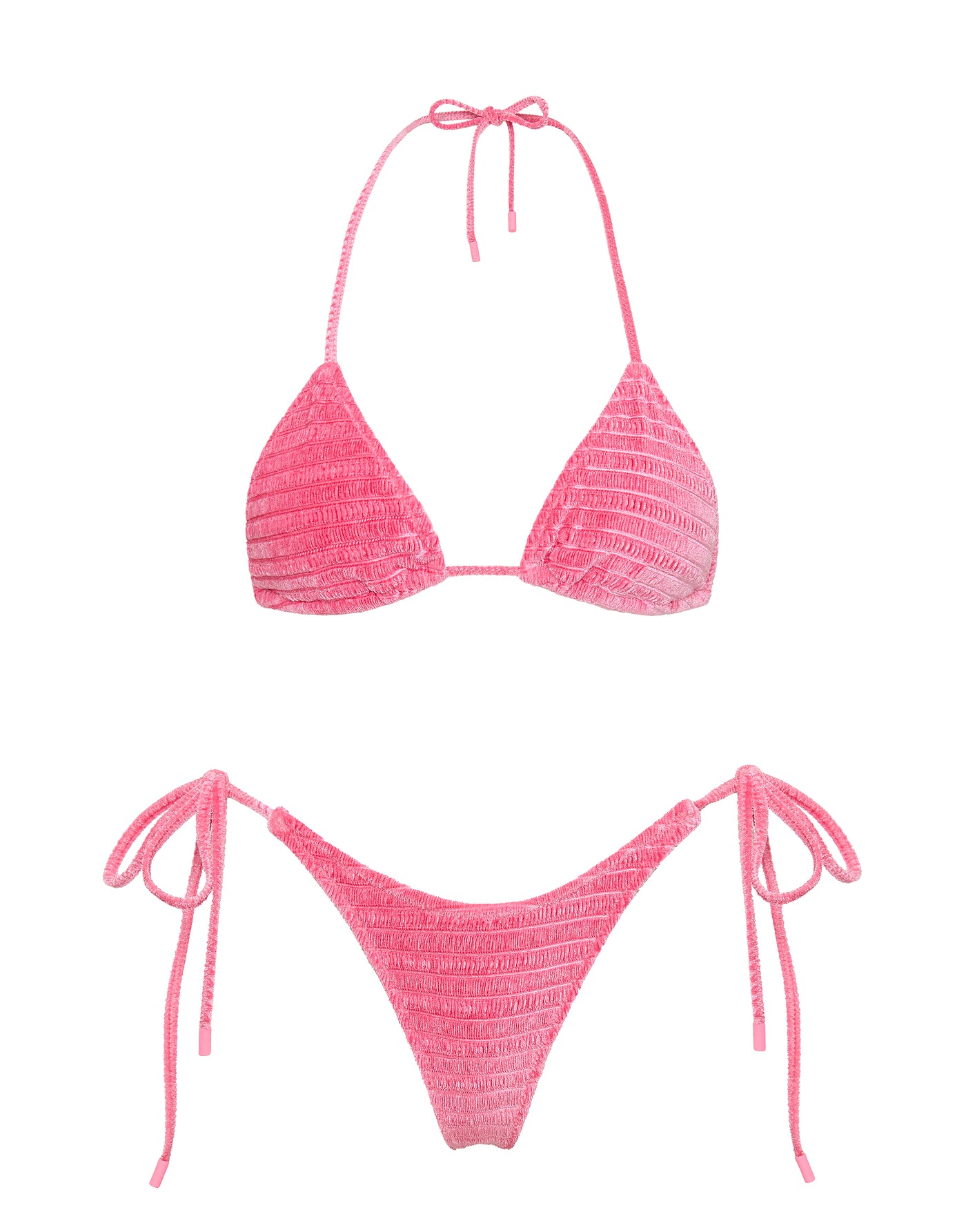 Vinca Princ Triangl Pink Textured Velvet Bikini