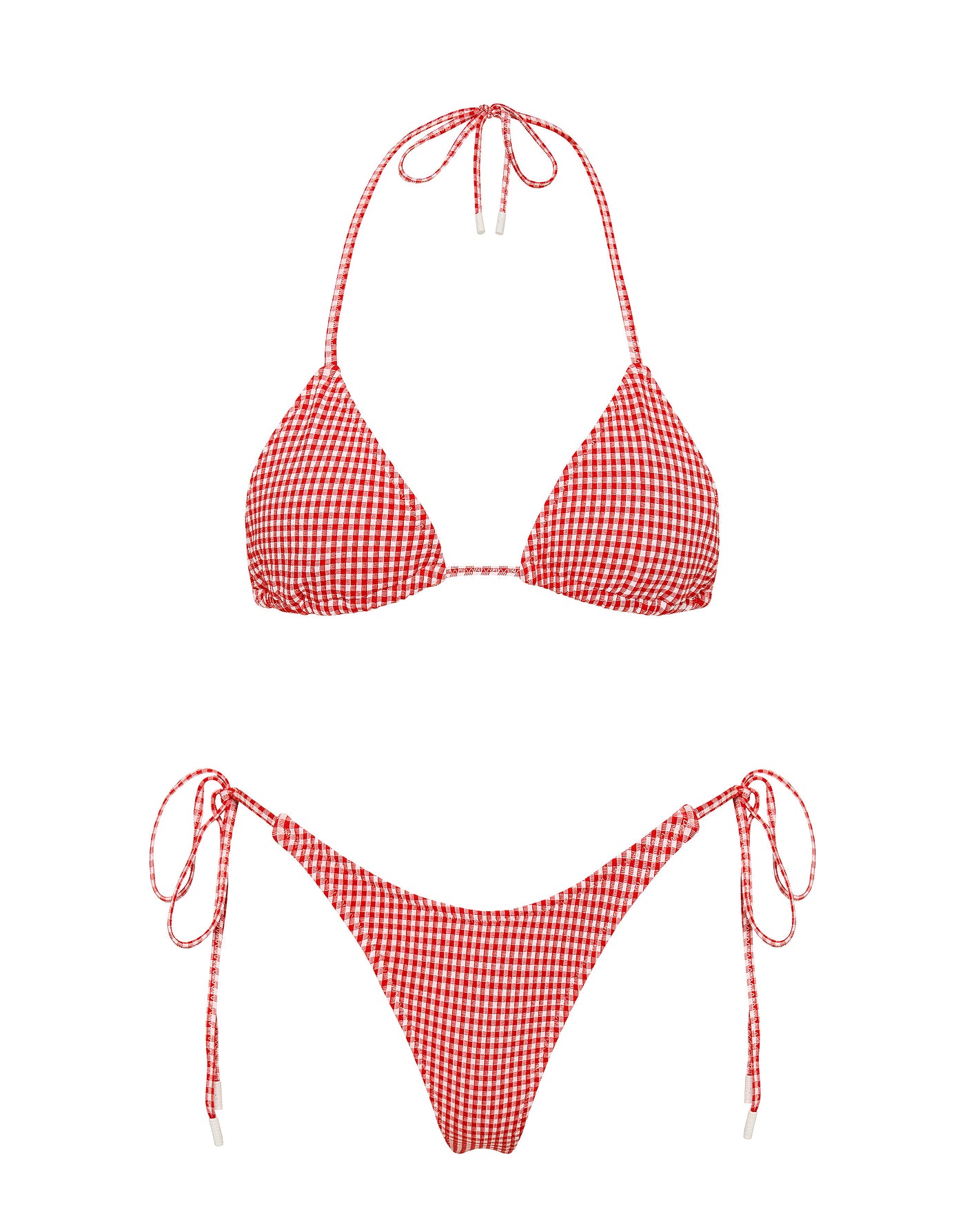VINCA PRON Red Gingham Triangle Bikini Set  