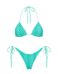 VINCA - TIEL Blue Crochet Triangle Bikini Set