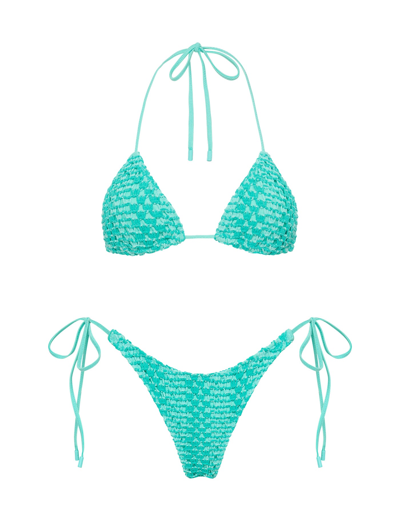 VINCA - TIEL Blue Crochet Triangle Bikini Set