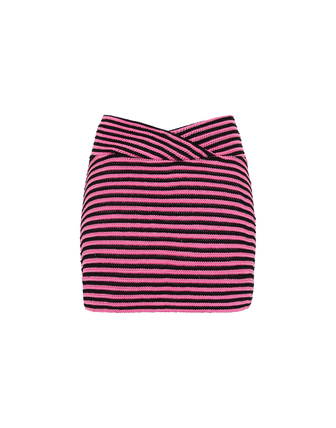 Yani Caro Triangl Pink and Black Stripe Crochet Mini Skirt