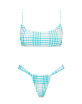 MICA BLUE BLOSS CHECK Crop Bikini Set