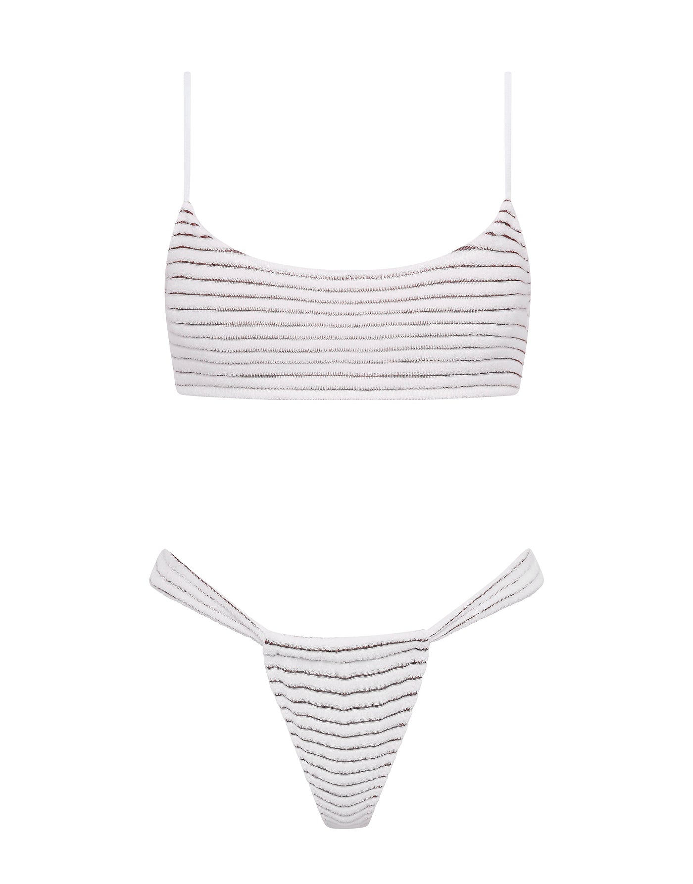 MICA LUSAIL White Terry Towelling Crop Bikini Set