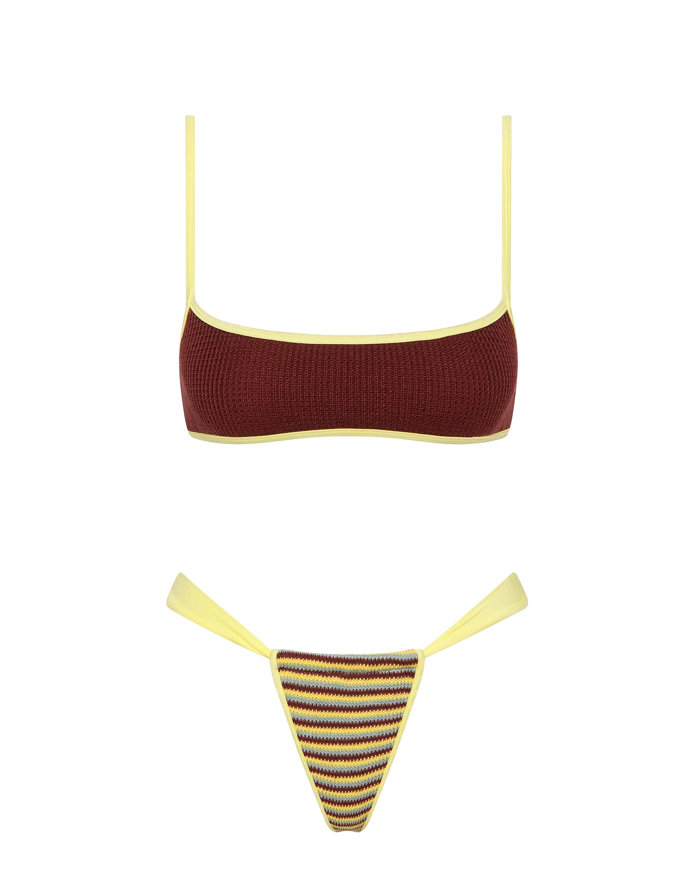 MIMA BUTTER CROCHET STRIPE Crop Bikini Set