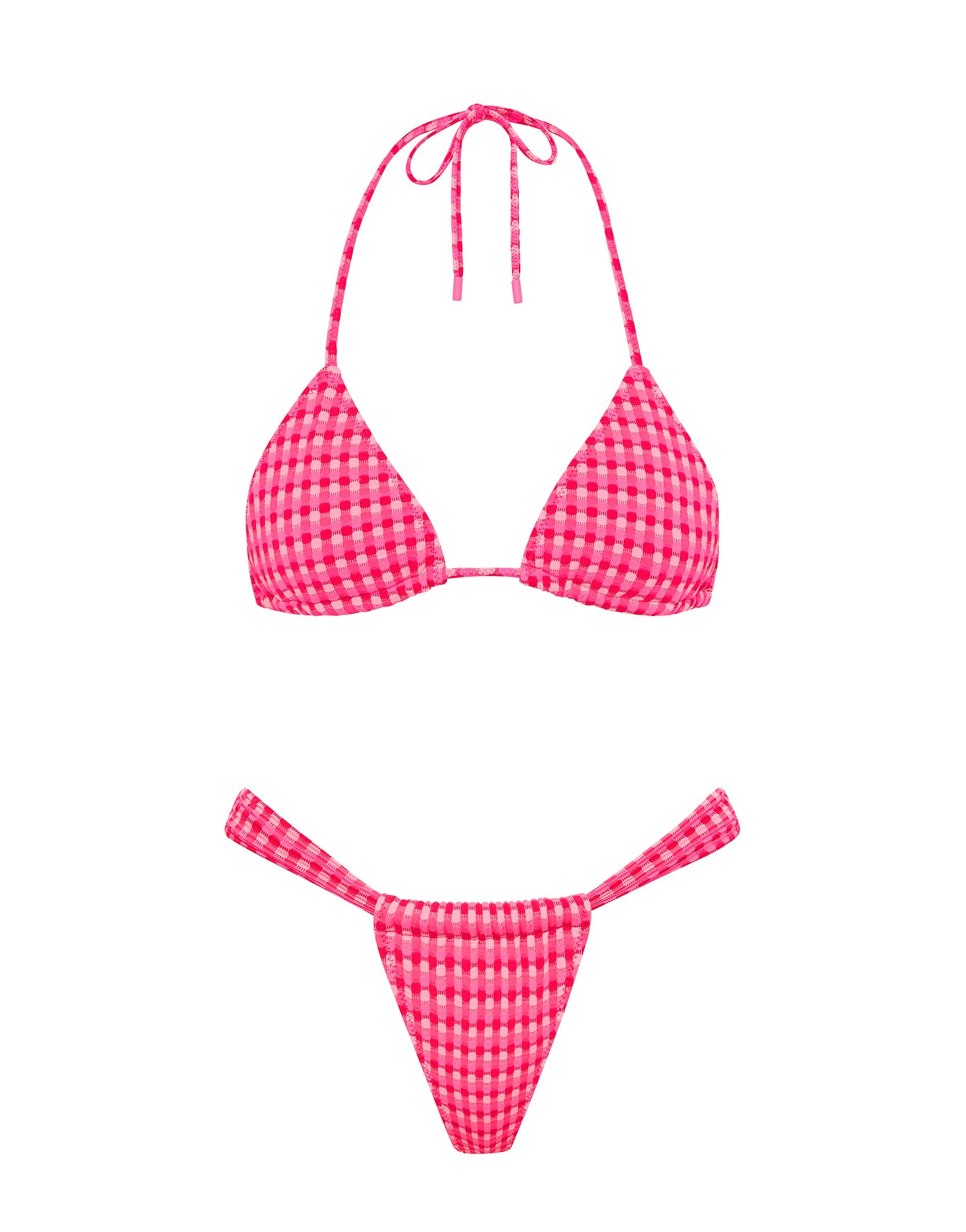 VINCA ADAO Pink Textured Triangle Bikini Set
