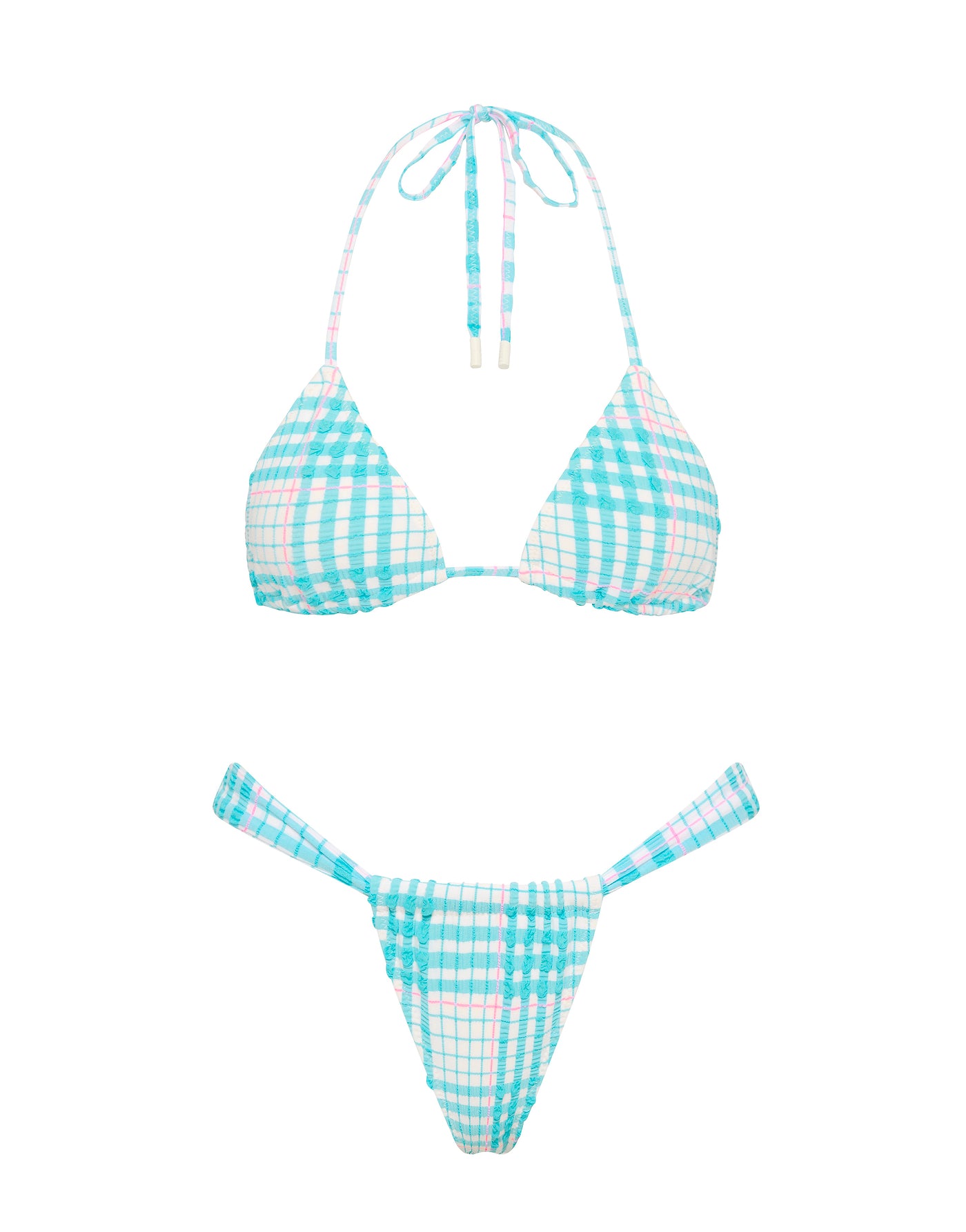 VINCA BLUE BLOSS CHECK Triangle Bikini Set