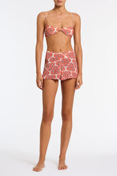 Bobbi Votto Triangl Shorts in Red and Blue Paisley Printed Velvet