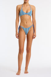 CORA DELLO Blue Crochet Halter Bikini Set