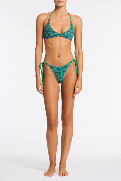 CORA - SAXE Green Crochet Halter Bikini Set