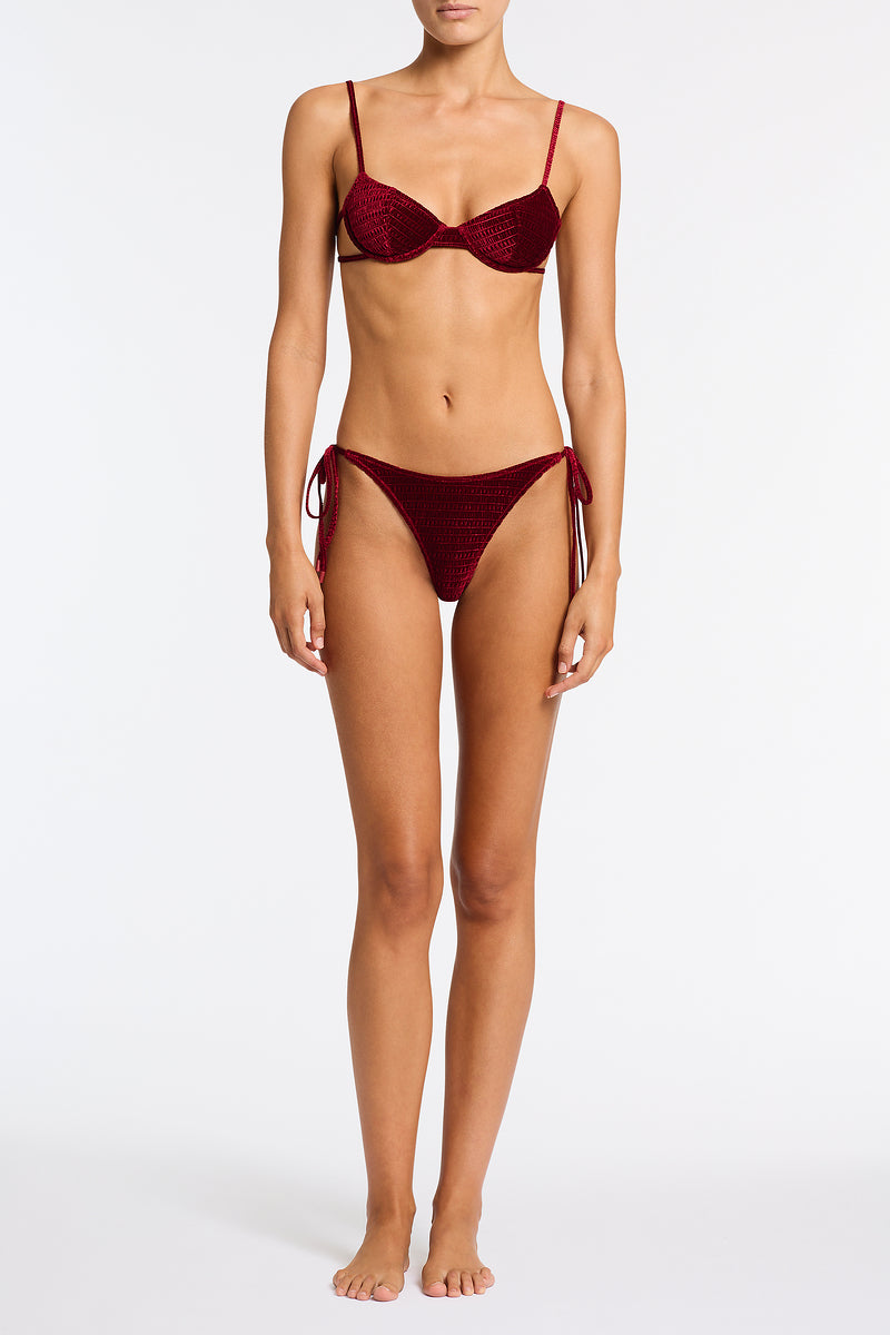 JARA - RONI Burgundy Velvet Balconette Bikini Set