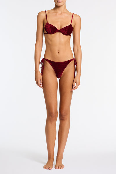 JARA - RONI Burgundy Velvet Balconette Bikini Set