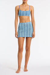 Kasi Dello Triangl Blue Sparkle Crochet Mini Skirt 