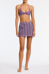 Kasi Monty Triangl Purple Sparkle Crochet Mini Skirt 