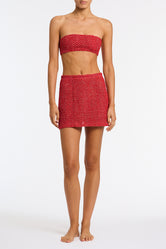 Kasi Monty Triangl Red Sparkle Crochet Mini Skirt 