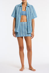 Lini Dello Triangl Blue Sparkle Crochet Shirt