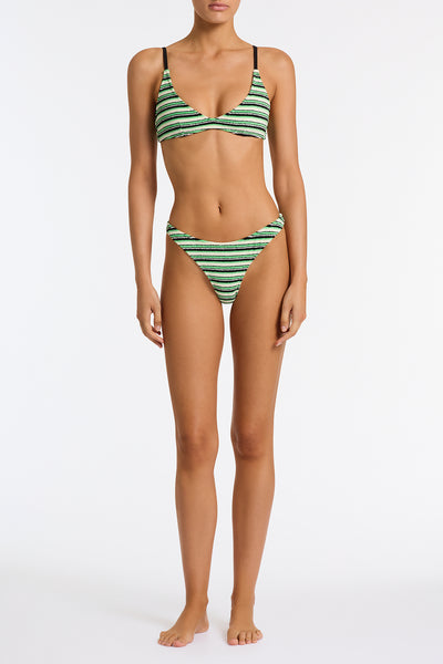 MAIA MINT SLICE STRIPE Terry Towelling Crop Bikini Set